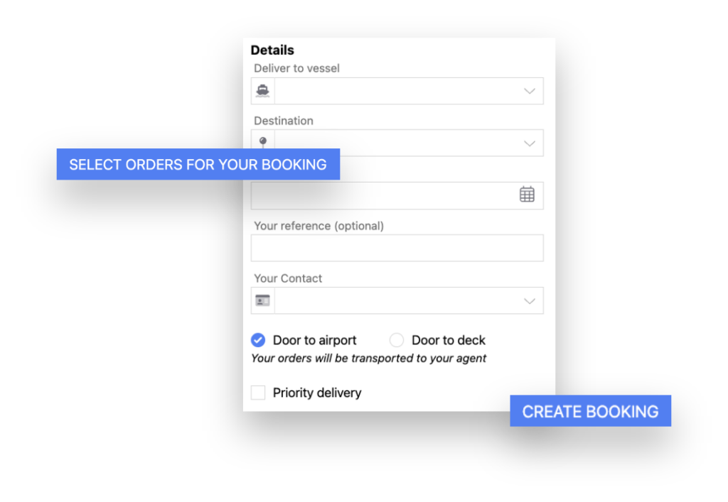 Bookings, quotes and requests at the customer portal